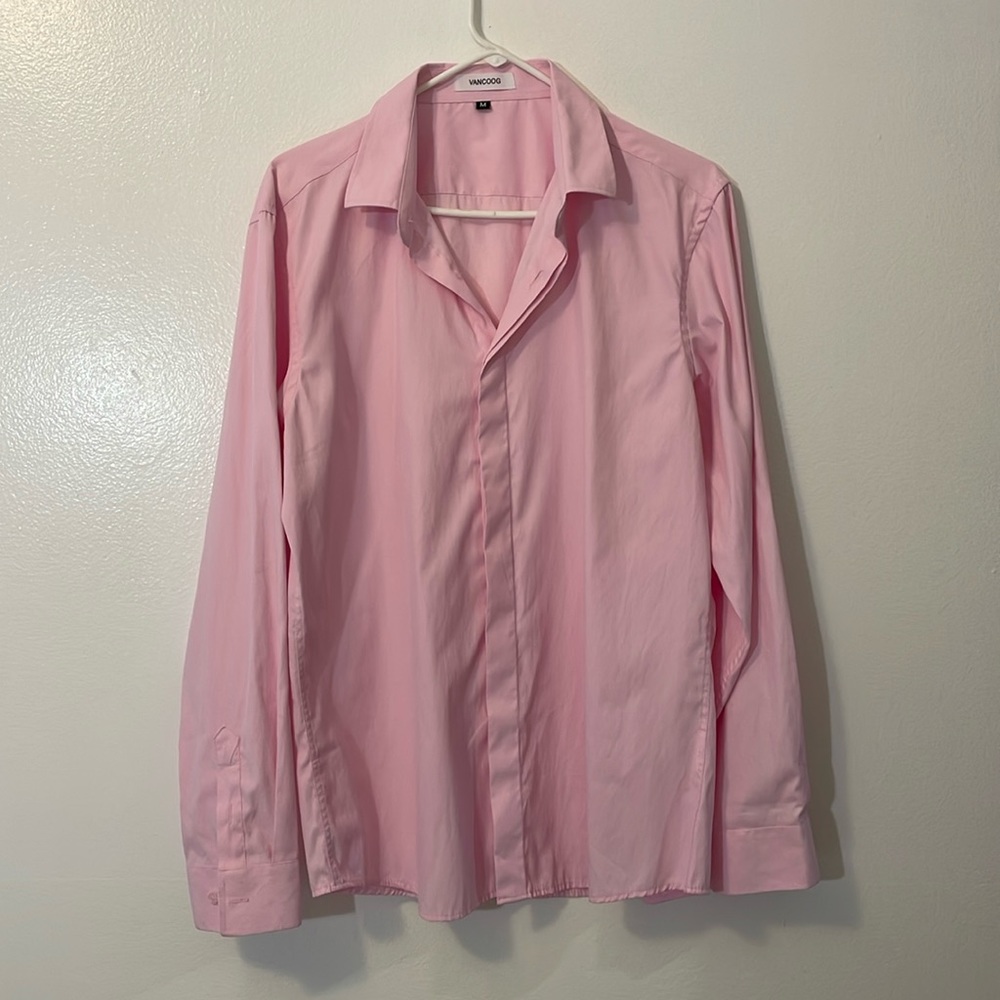 Vancoog medium long sleeve pink fancy dress shirt